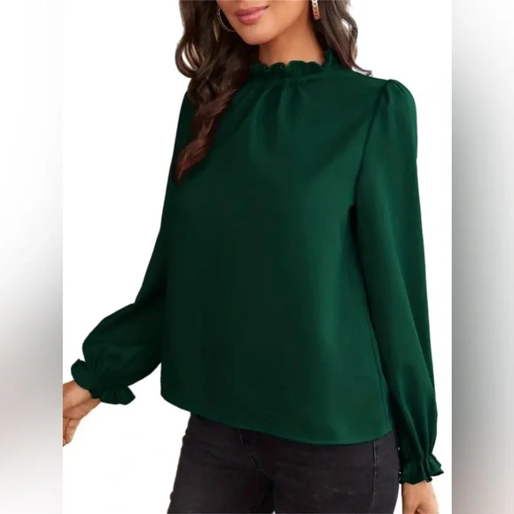 New solid green dressy blouse - Picture 3 of 6